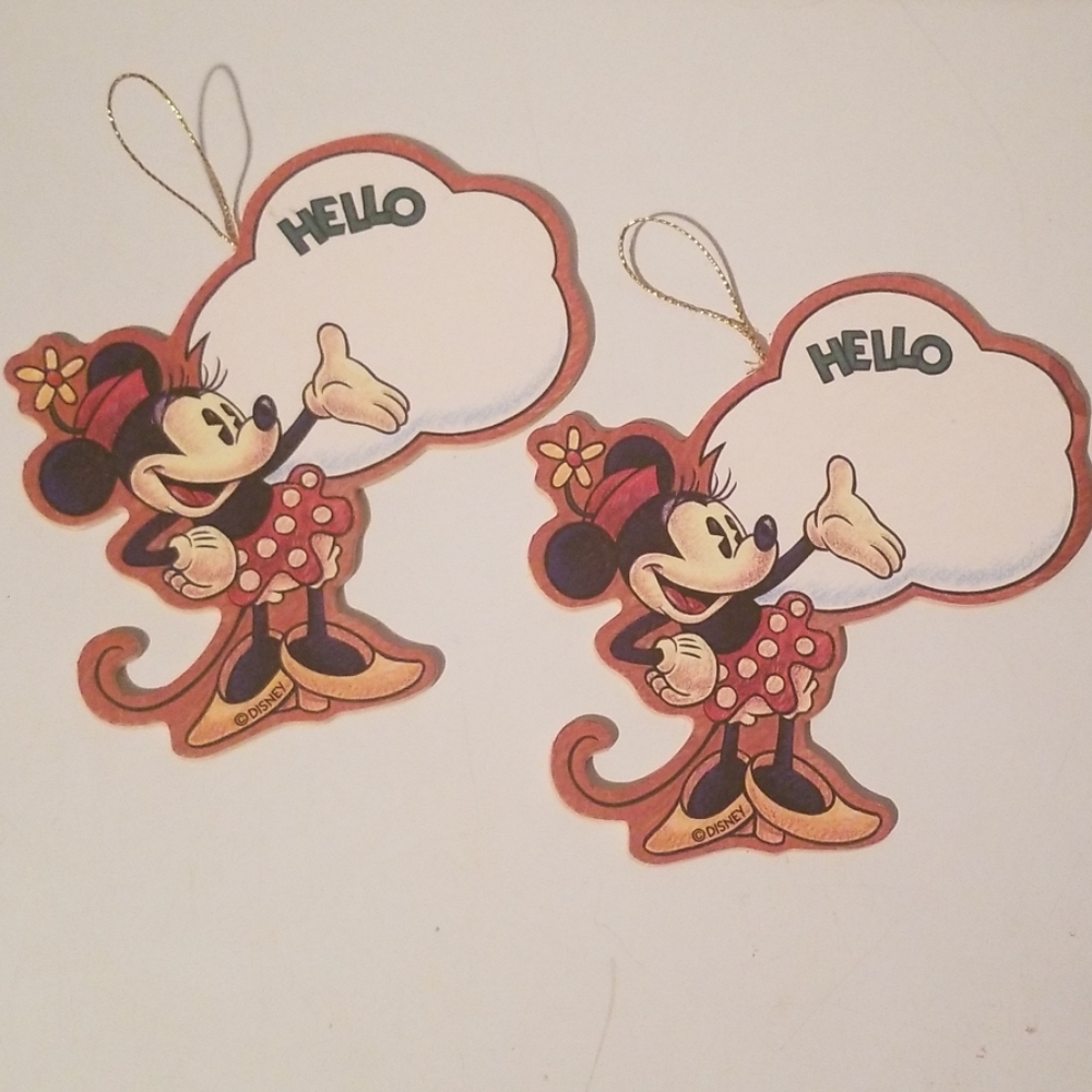 Minnie Mouse Christmas Wood Ornament Lot Of 2